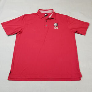 Footjoy Polo Shirt Mens Size XL Red Golf Route 66 Logo Stretch Golfer